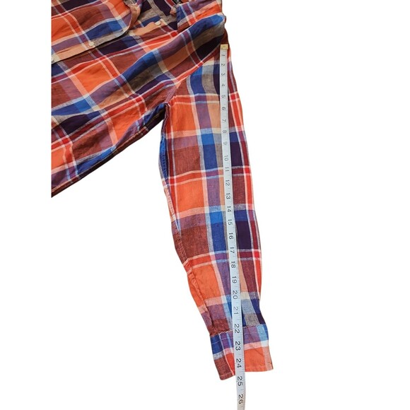 Lauren Ralph Lauren Linen Plaid Button Down Shirt Womens Large Academia Coastal - Picture 10 of 10